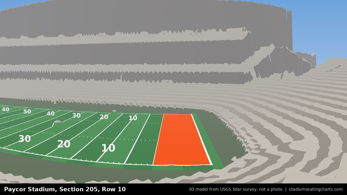 View from Paycor Stadium Section 205, Row 10, looking toward the field