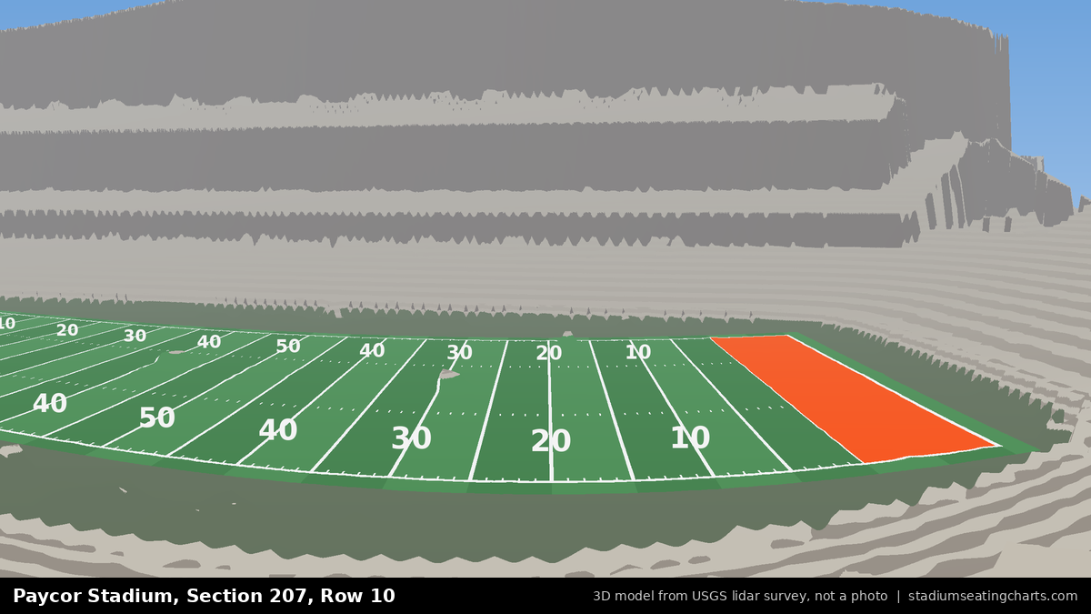 View from Paycor Stadium Section 207, Row 10, looking toward the field