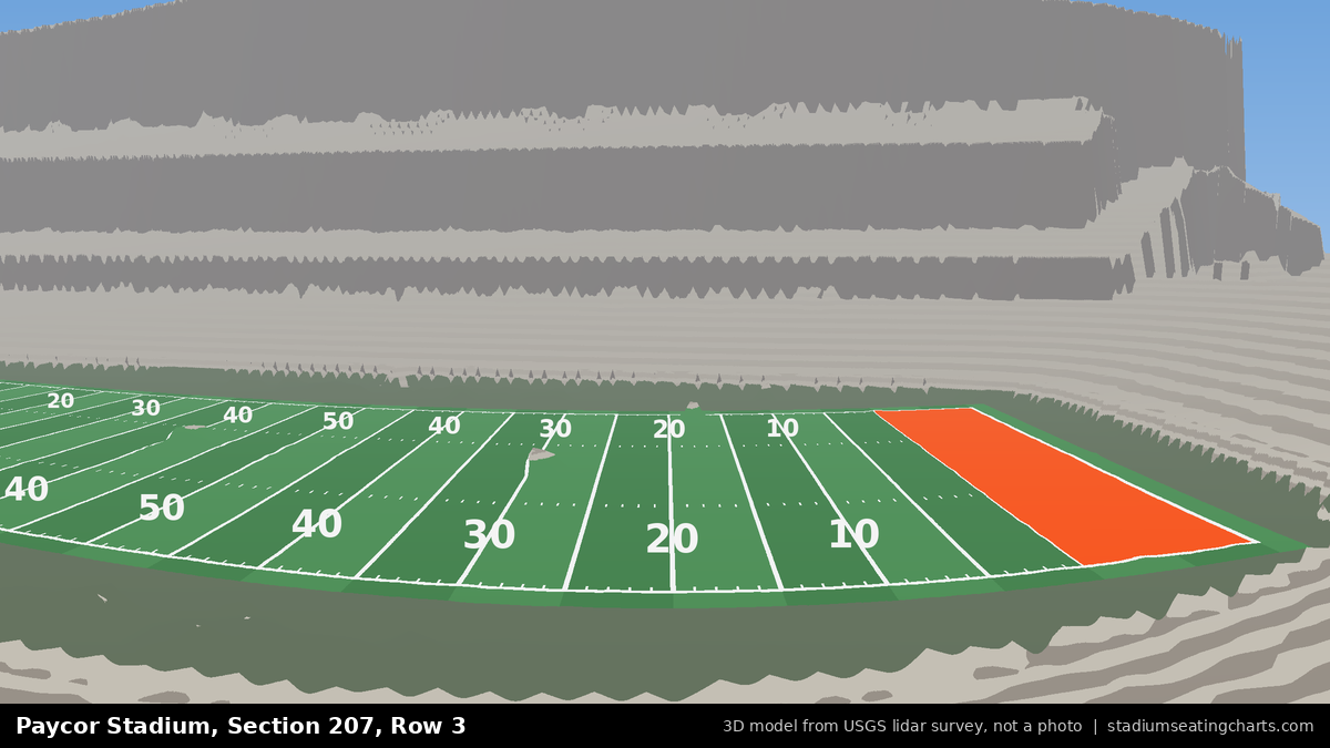 View from Paycor Stadium Section 207, Row 3, looking toward the field