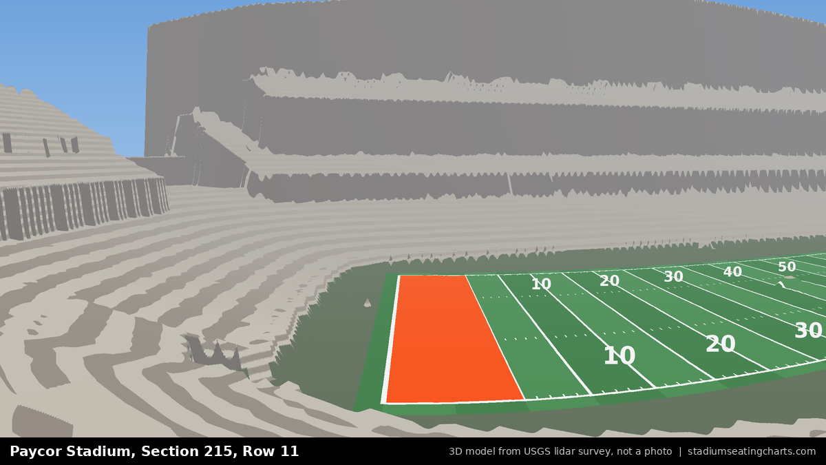 View from Paycor Stadium Section 215, Row 11, looking toward the field