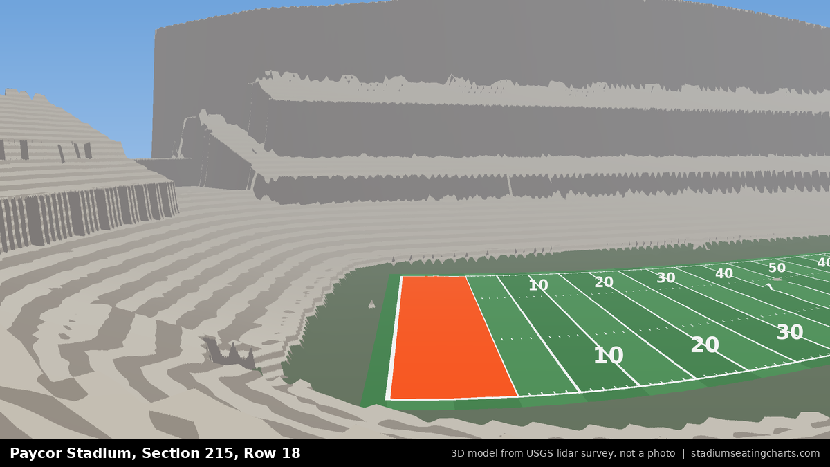 View from Paycor Stadium Section 215, Row 18, looking toward the field
