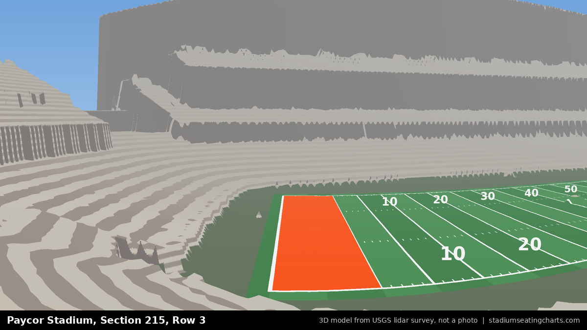View from Paycor Stadium Section 215, Row 3, looking toward the field