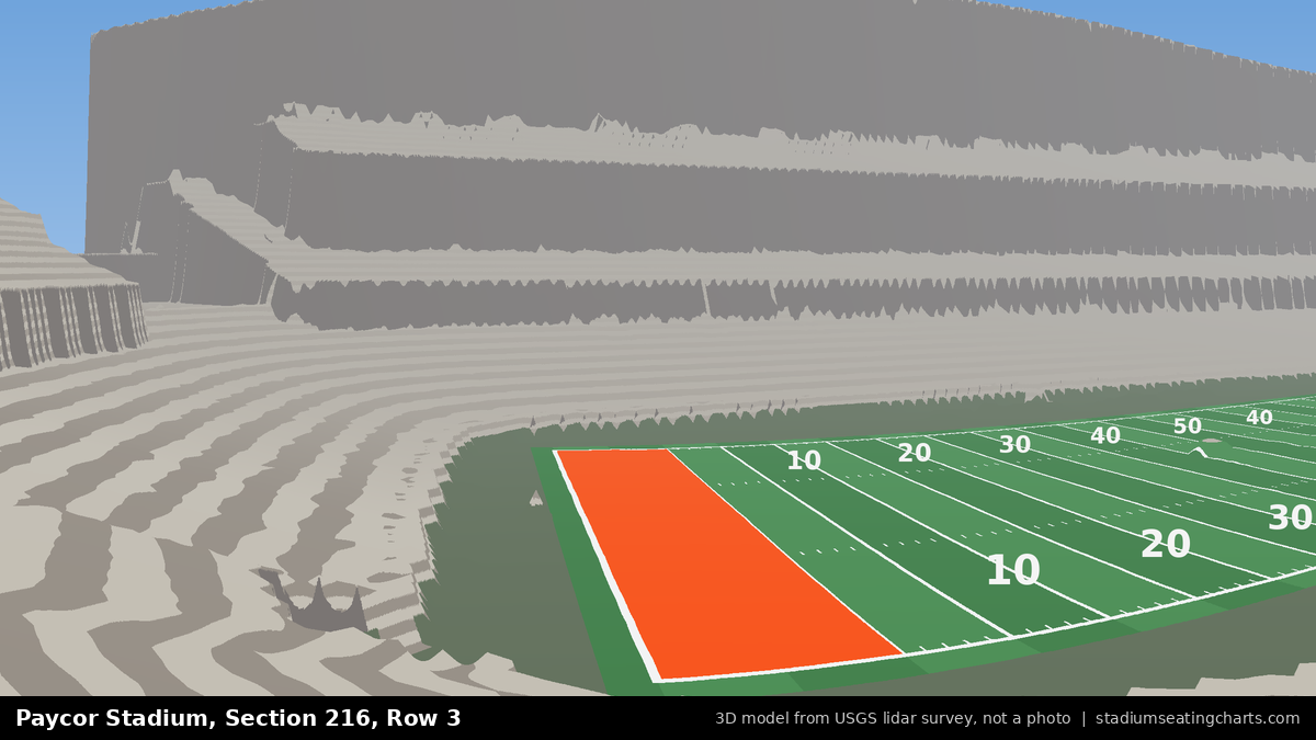 View from Paycor Stadium Section 216, Row 3, looking toward the field