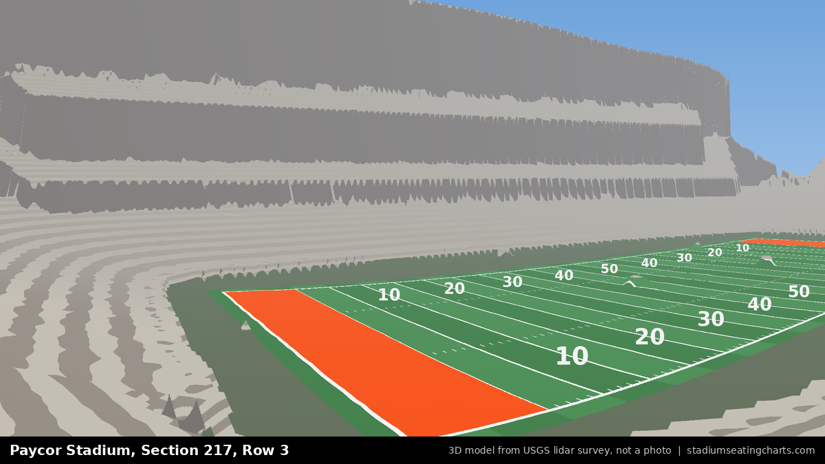 View from Paycor Stadium Section 217, Row 3, looking toward the field