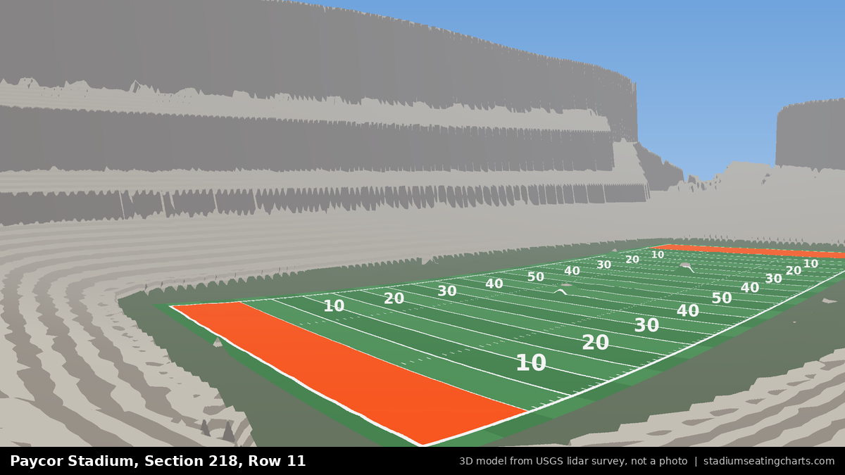 View from Paycor Stadium Section 218, Row 11, looking toward the field
