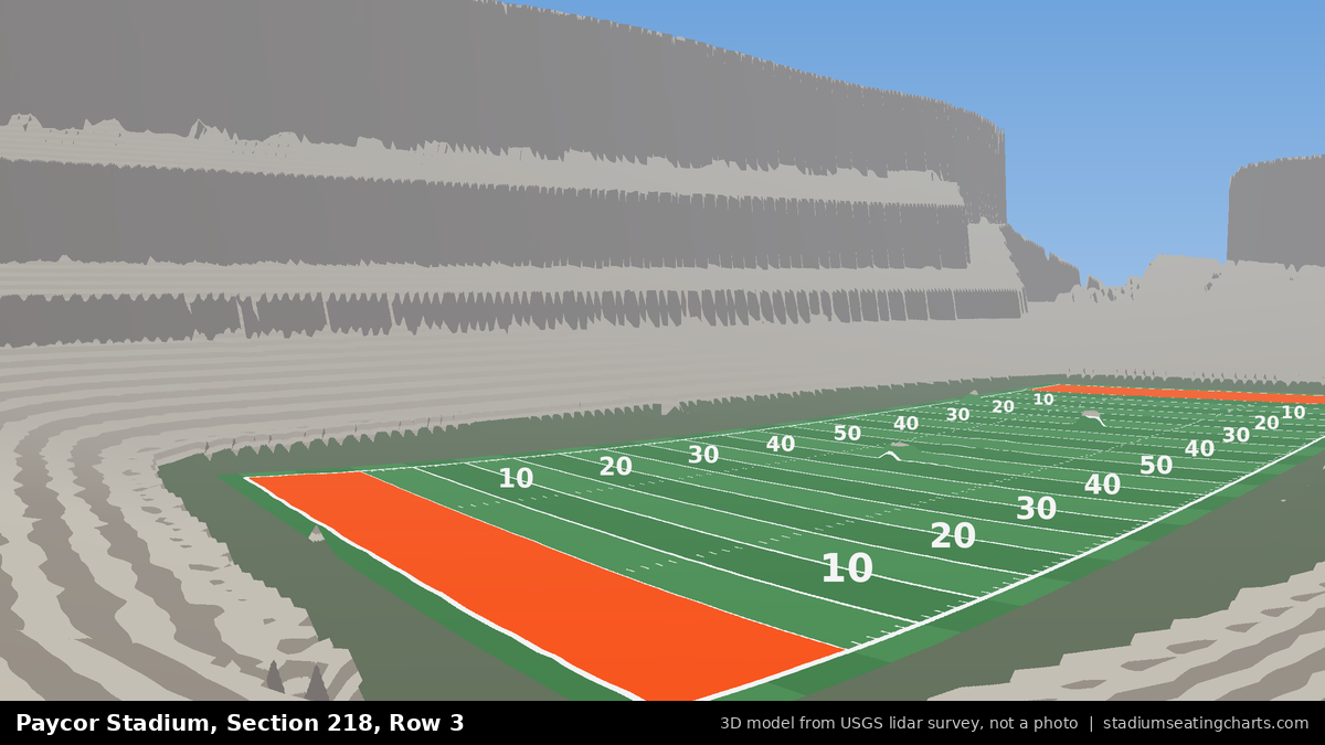 View from Paycor Stadium Section 218, Row 3, looking toward the field