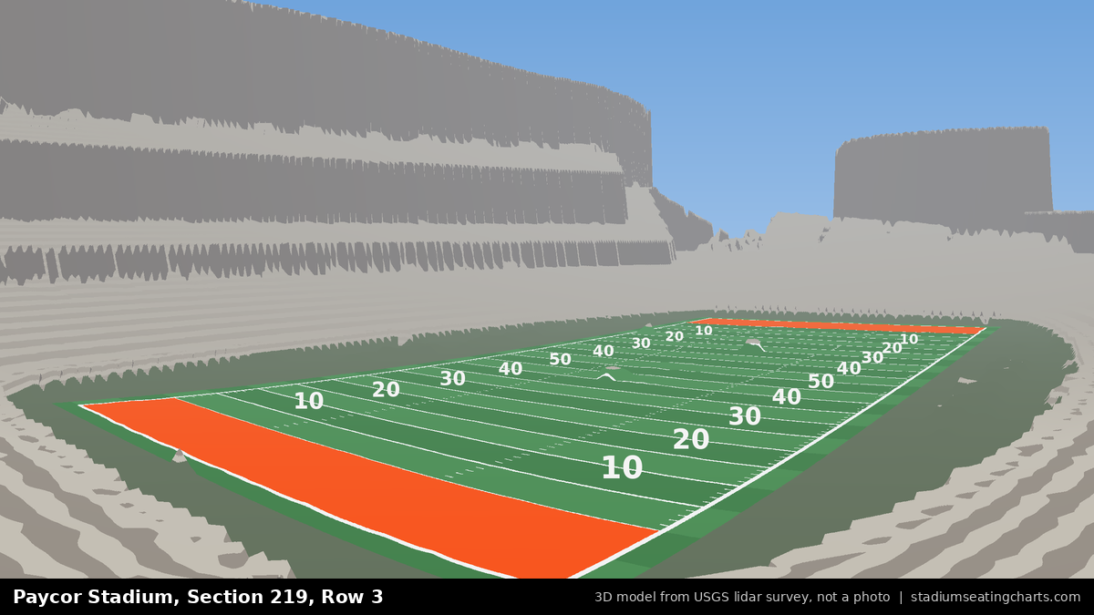 View from Paycor Stadium Section 219, Row 3, looking toward the field