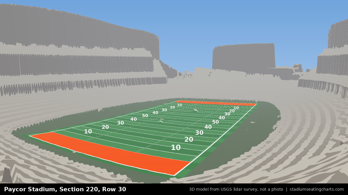 View from Paycor Stadium Section 220, Row 30, looking toward the field