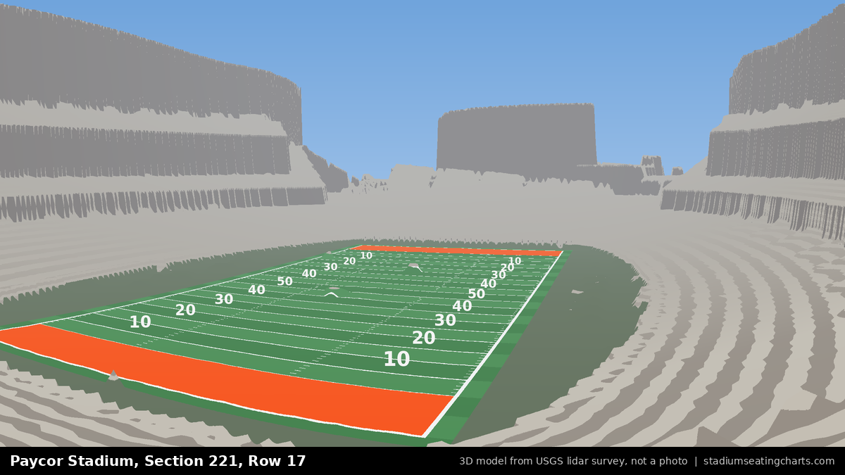 View from Paycor Stadium Section 221, Row 17, looking toward the field