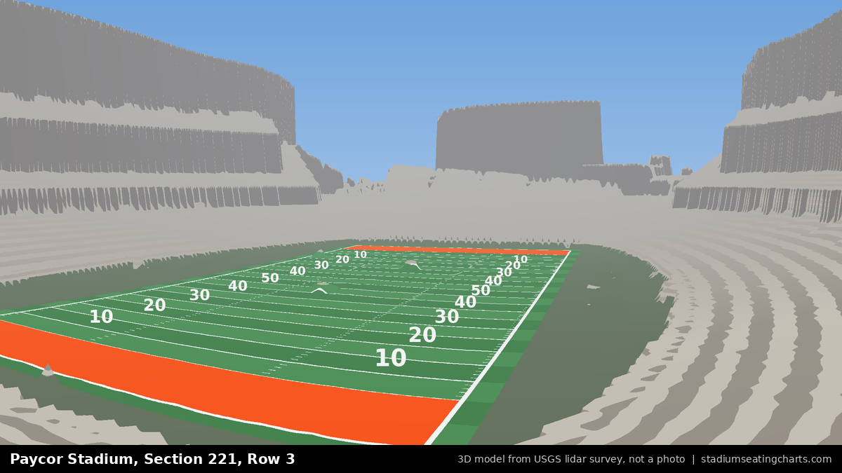 View from Paycor Stadium Section 221, Row 3, looking toward the field