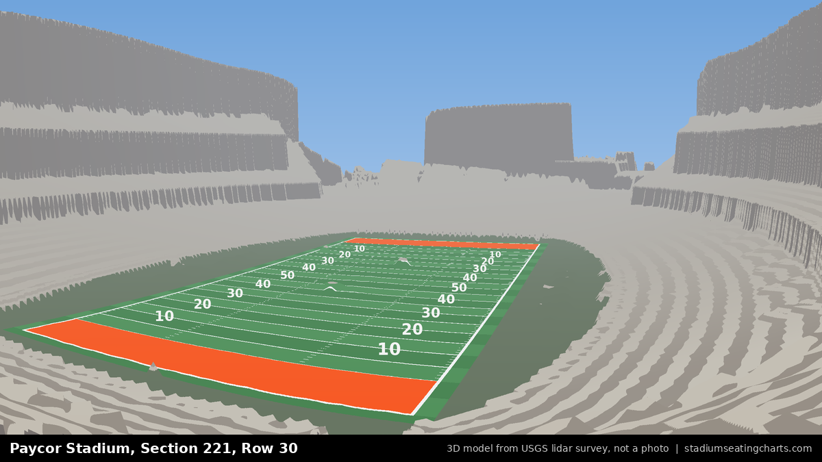 View from Paycor Stadium Section 221, Row 30, looking toward the field