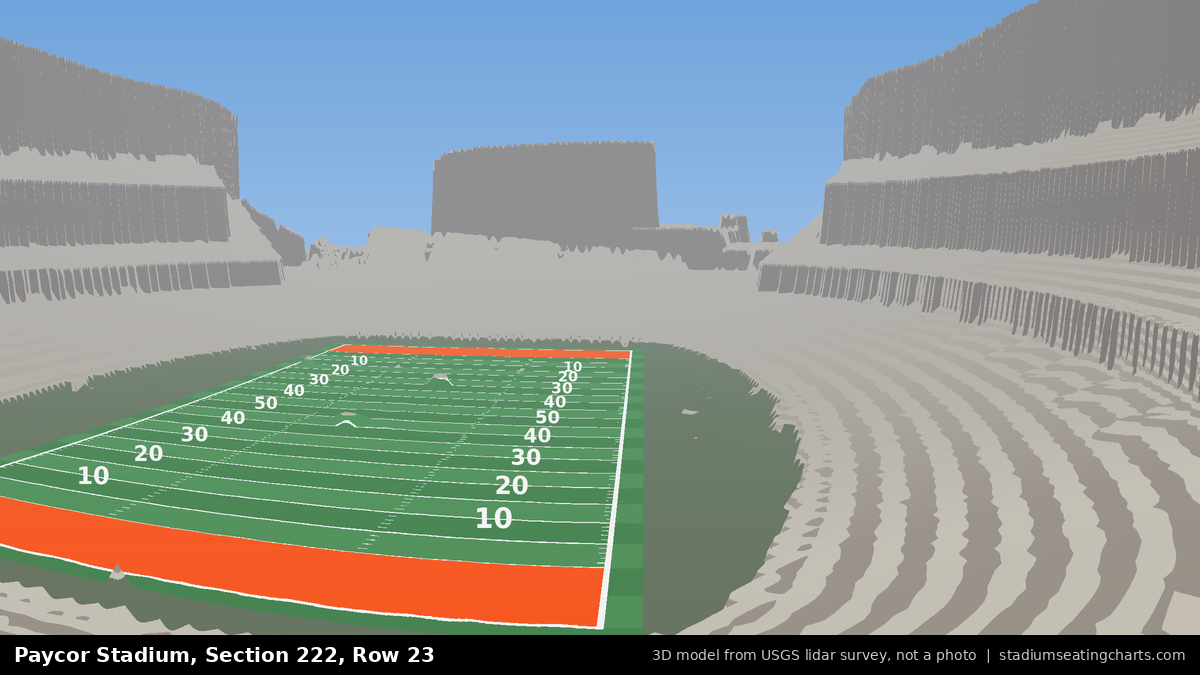 View from Paycor Stadium Section 222, Row 23, looking toward the field