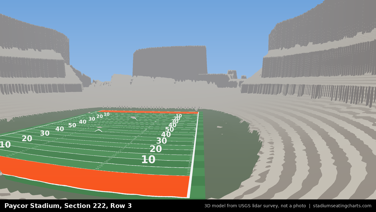 View from Paycor Stadium Section 222, Row 3, looking toward the field