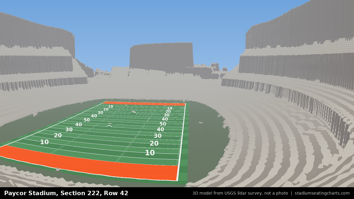 View from Paycor Stadium Section 222, Row 42, looking toward the field