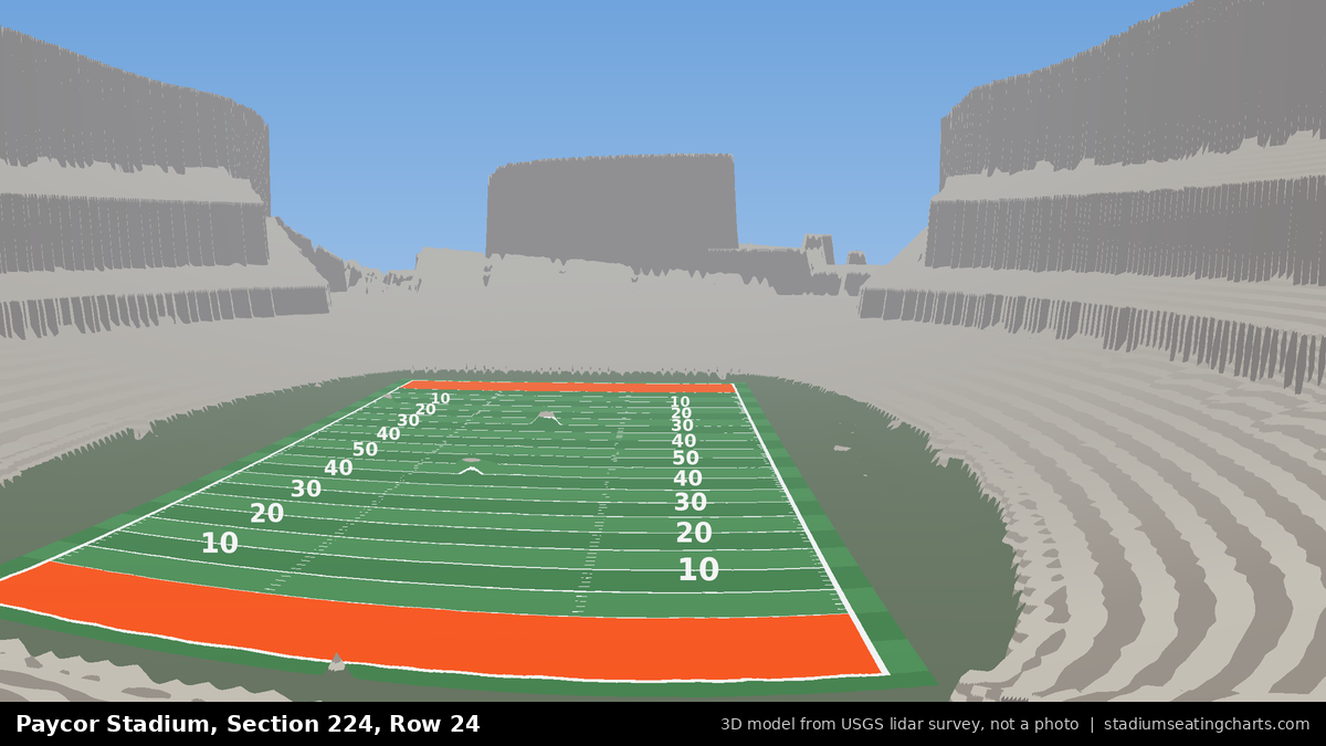 View from Paycor Stadium Section 224, Row 24, looking toward the field