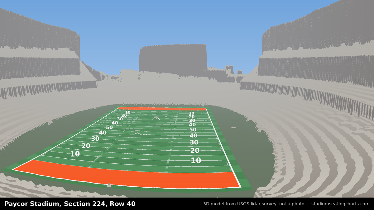 View from Paycor Stadium Section 224, Row 40, looking toward the field