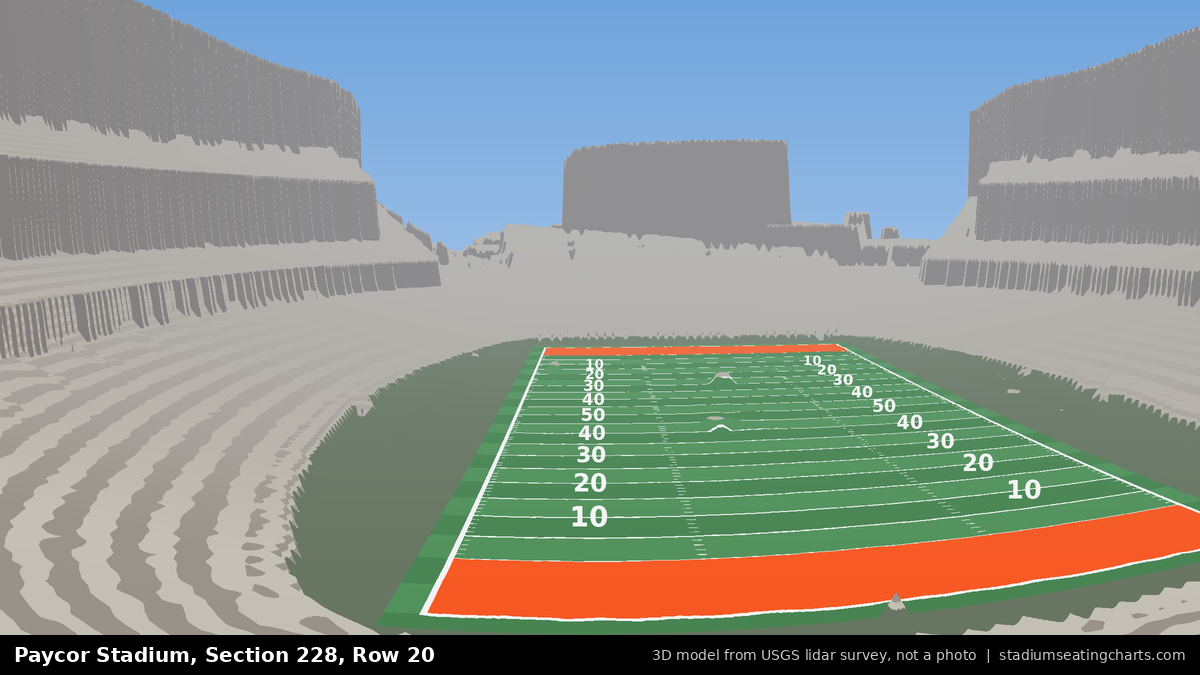 View from Paycor Stadium Section 228, Row 20, looking toward the field
