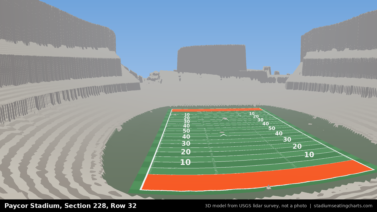 View from Paycor Stadium Section 228, Row 32, looking toward the field