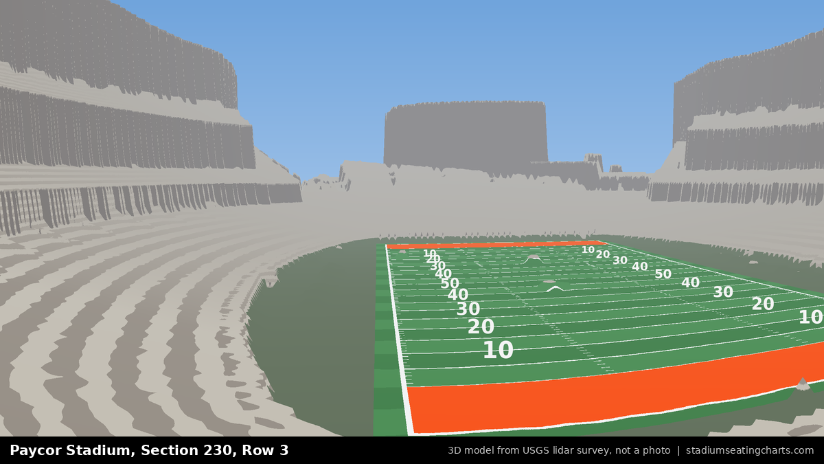 View from Paycor Stadium Section 230, Row 3, looking toward the field
