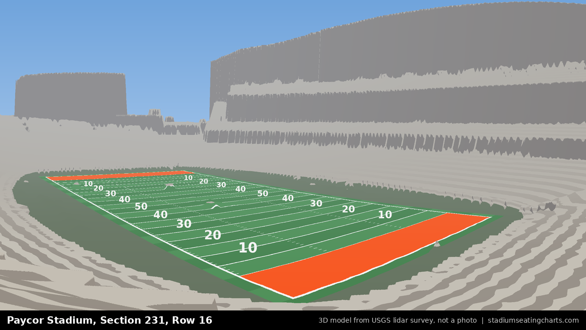 View from Paycor Stadium Section 231, Row 16, looking toward the field