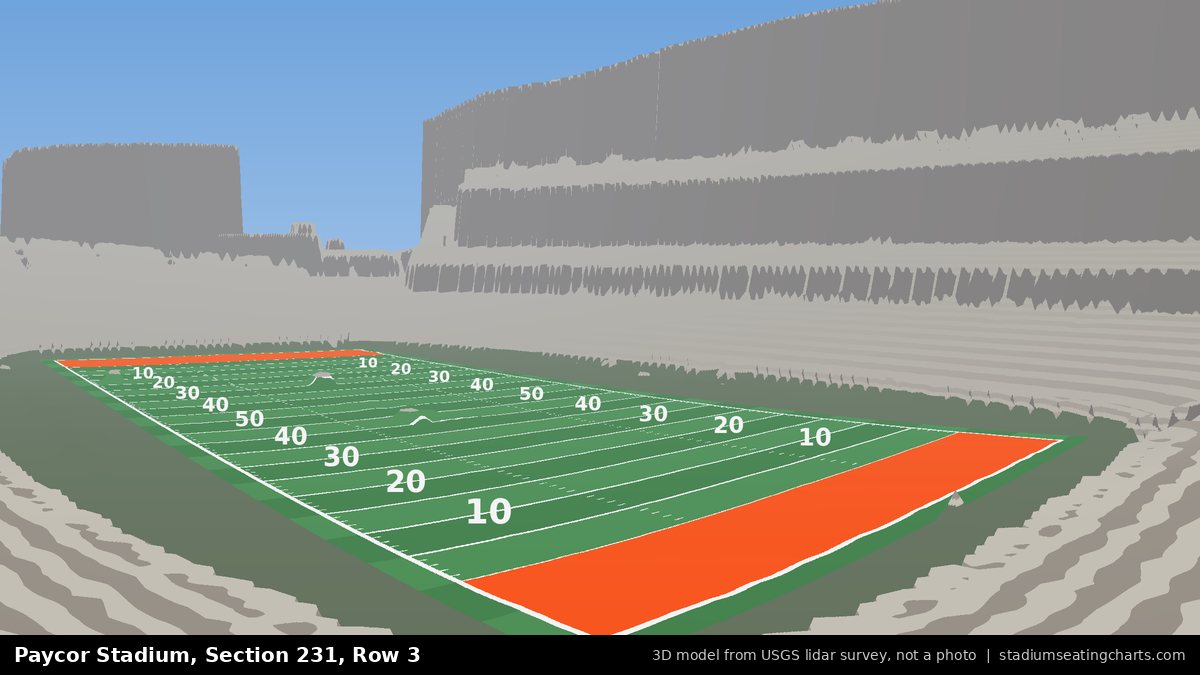 View from Paycor Stadium Section 231, Row 3, looking toward the field
