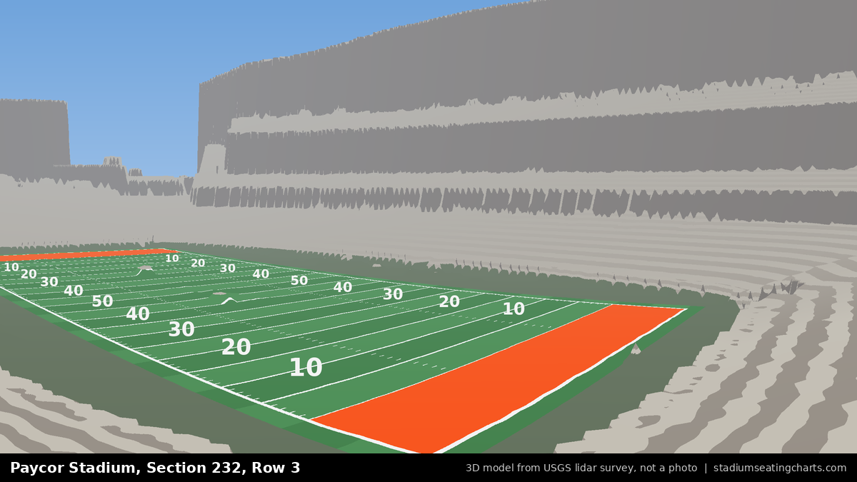 View from Paycor Stadium Section 232, Row 3, looking toward the field