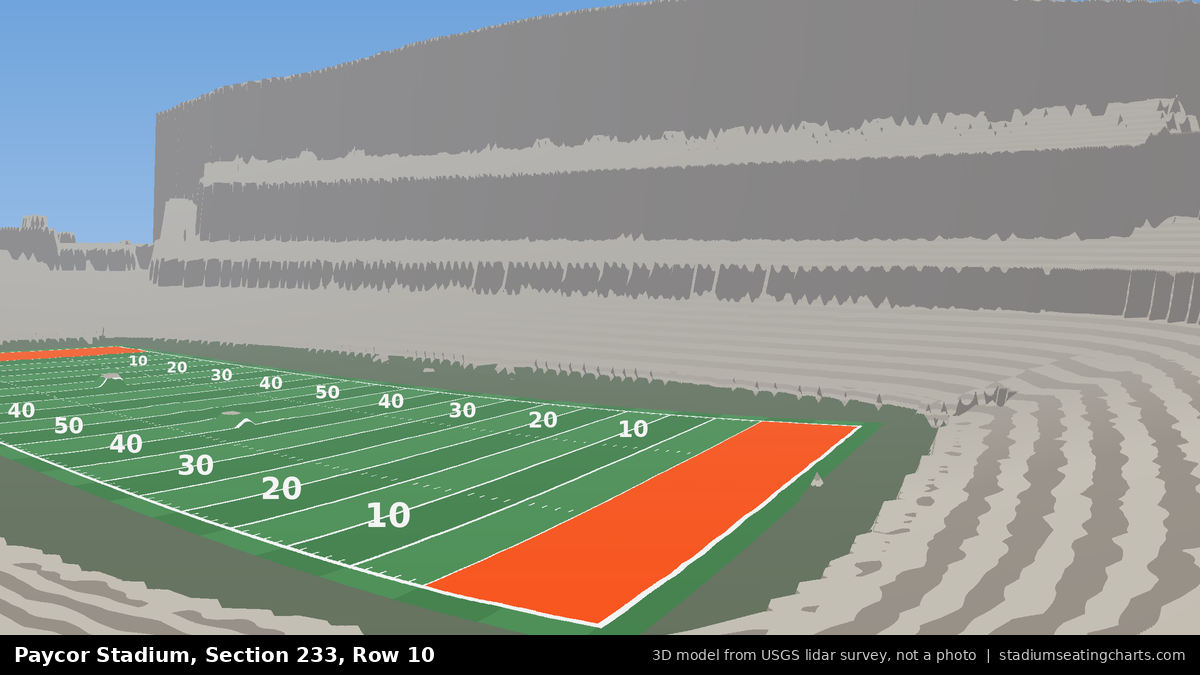 View from Paycor Stadium Section 233, Row 10, looking toward the field