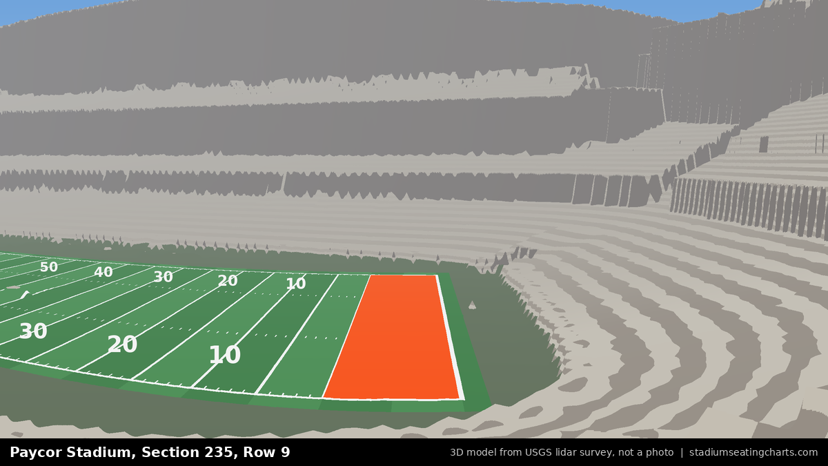 View from Paycor Stadium Section 235, Row 9, looking toward the field