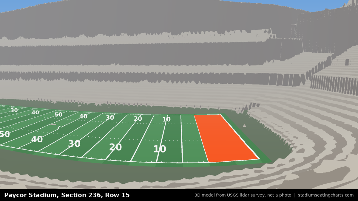 View from Paycor Stadium Section 236, Row 15, looking toward the field