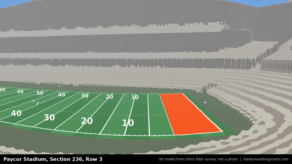 View from Paycor Stadium Section 236, Row 3, looking toward the field