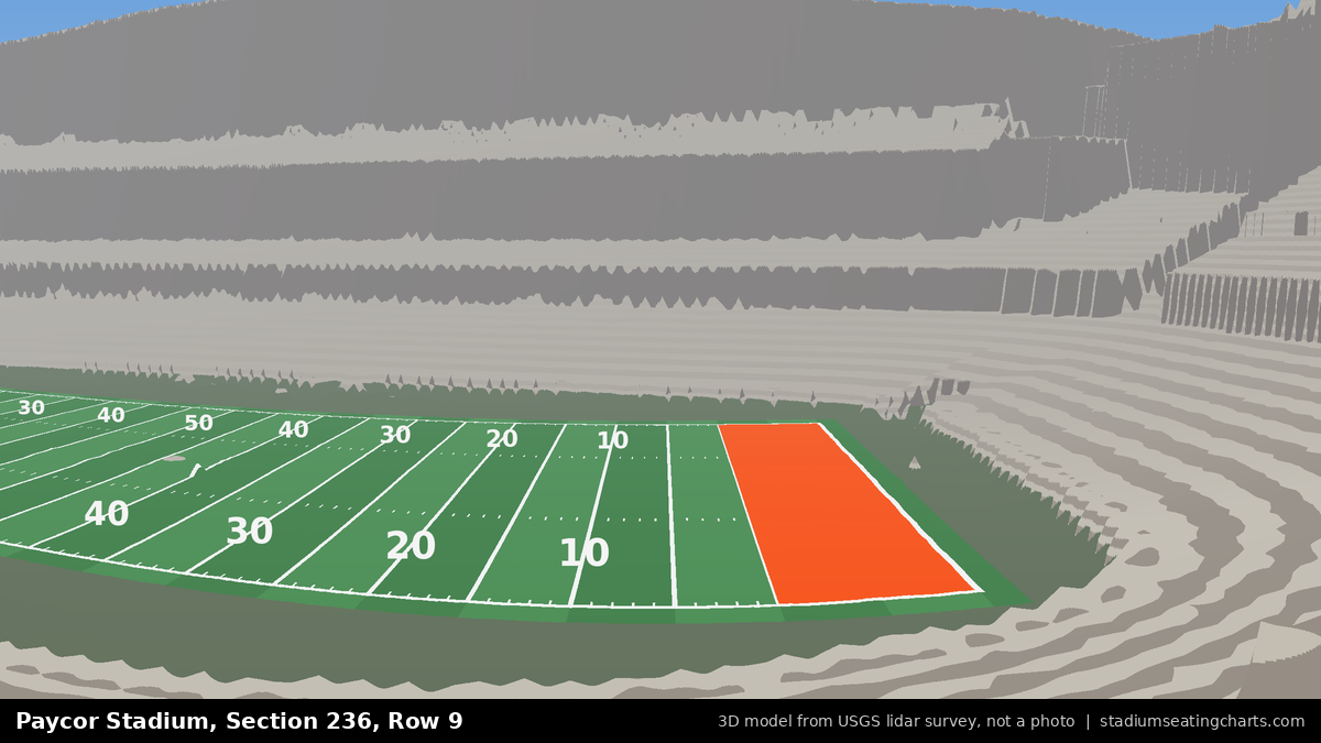 View from Paycor Stadium Section 236, Row 9, looking toward the field