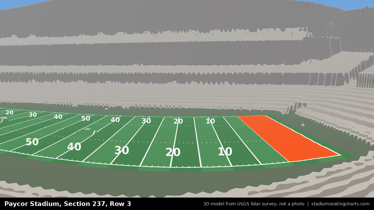View from Paycor Stadium Section 237, Row 3, looking toward the field