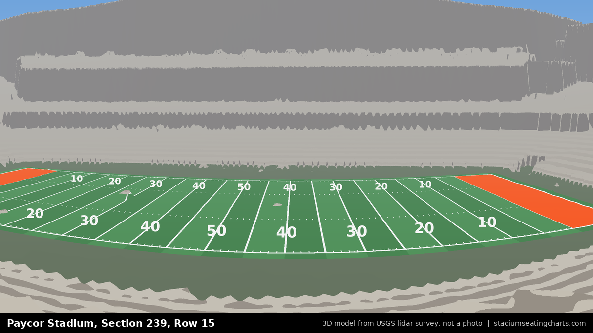 View from Paycor Stadium Section 239, Row 15, looking toward the field