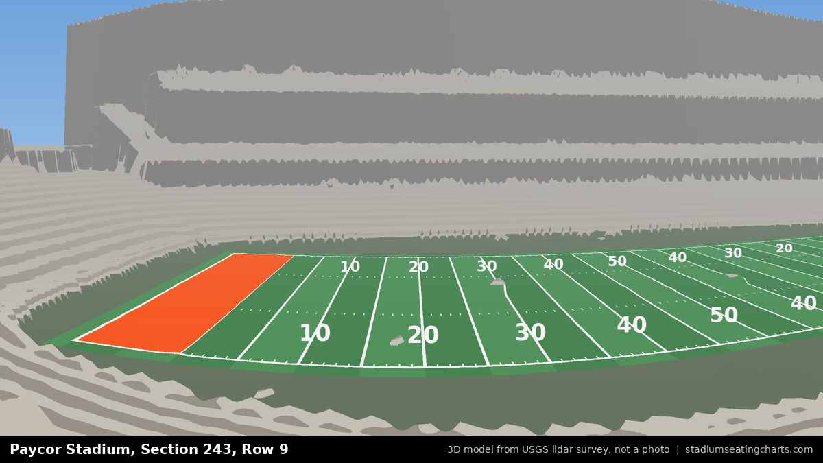 View from Paycor Stadium Section 243, Row 9, looking toward the field
