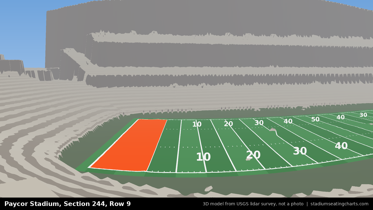 View from Paycor Stadium Section 244, Row 9, looking toward the field