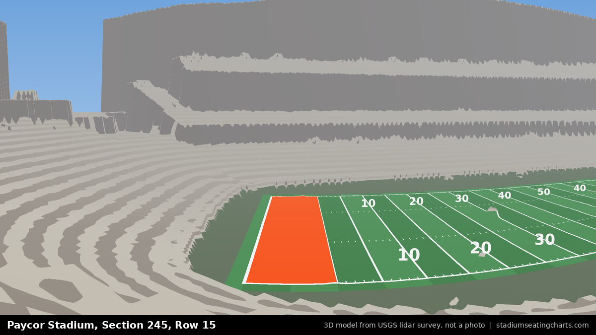 View from Paycor Stadium Section 245, Row 15, looking toward the field