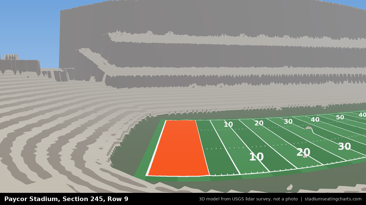 View from Paycor Stadium Section 245, Row 9, looking toward the field