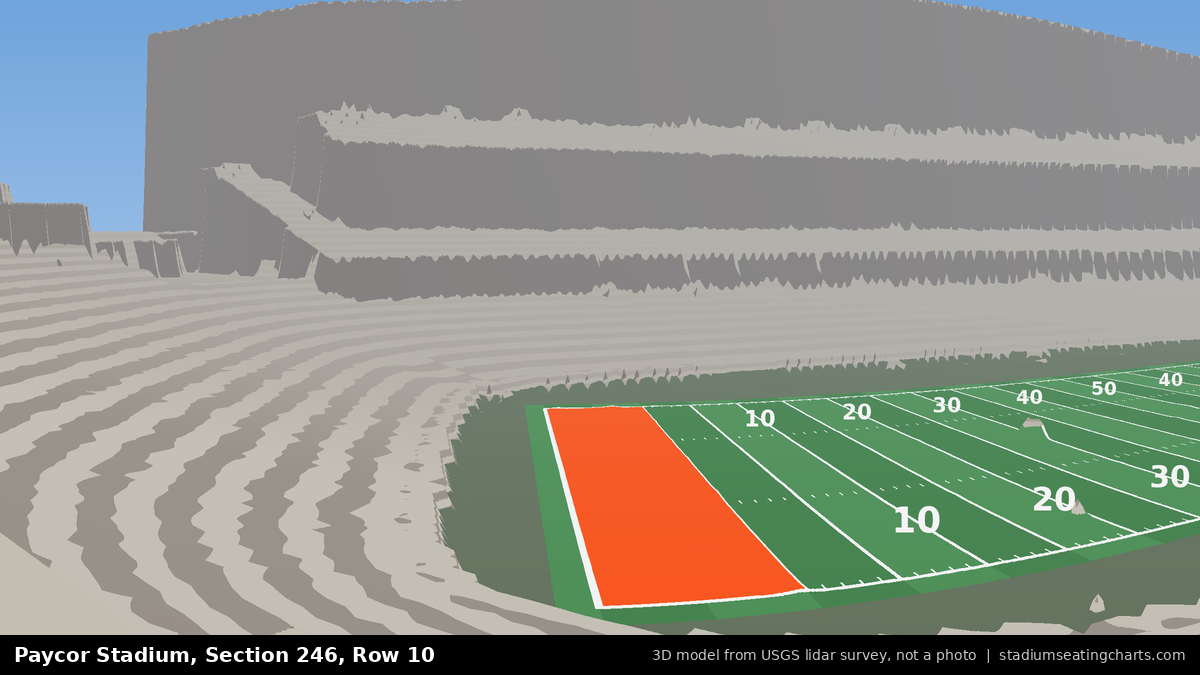 View from Paycor Stadium Section 246, Row 10, looking toward the field