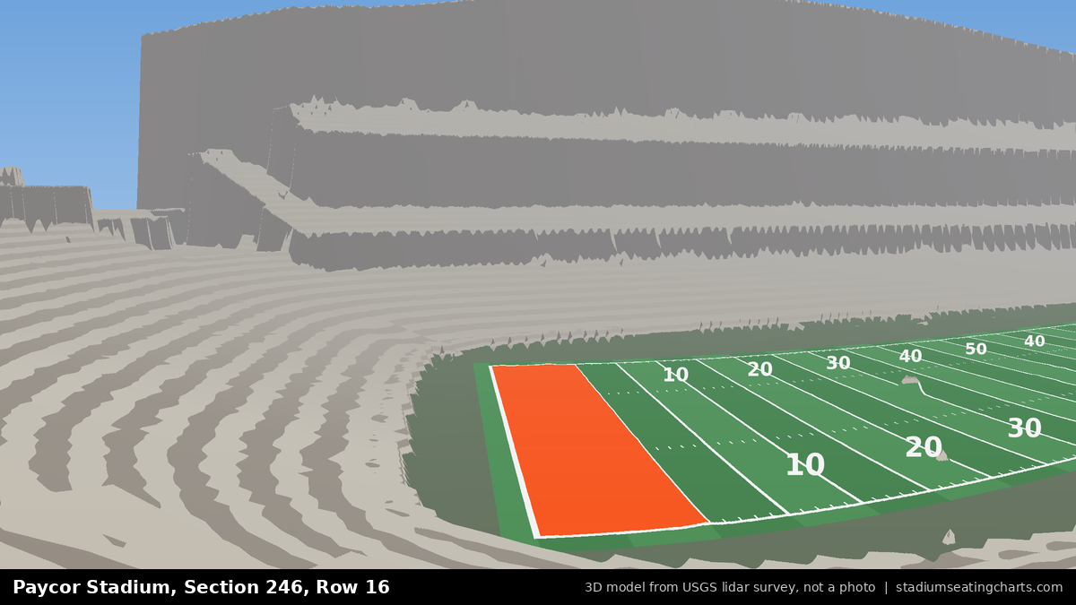 View from Paycor Stadium Section 246, Row 16, looking toward the field