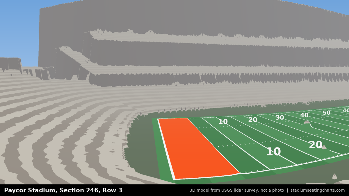 View from Paycor Stadium Section 246, Row 3, looking toward the field