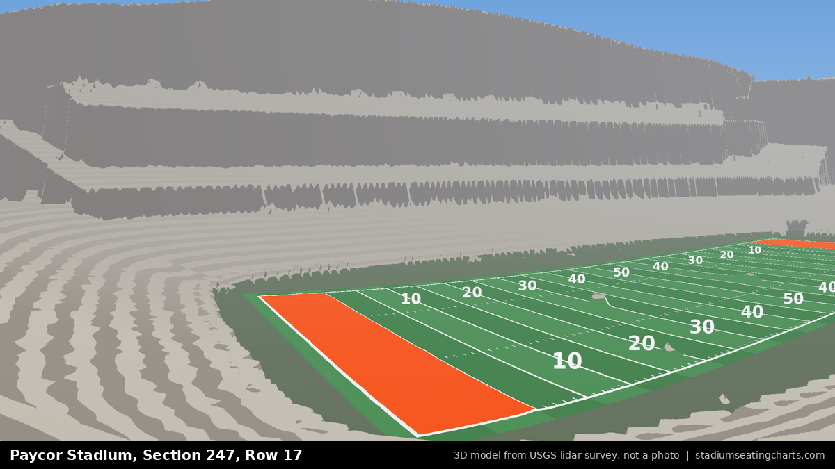 View from Paycor Stadium Section 247, Row 17, looking toward the field