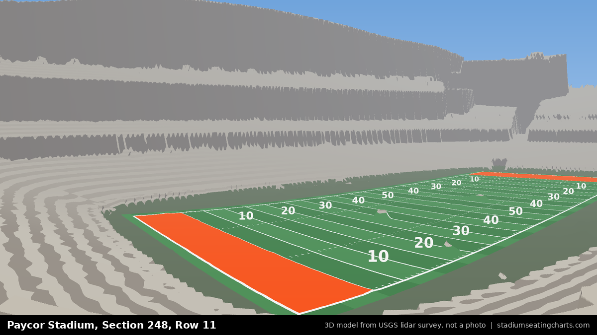 View from Paycor Stadium Section 248, Row 11, looking toward the field
