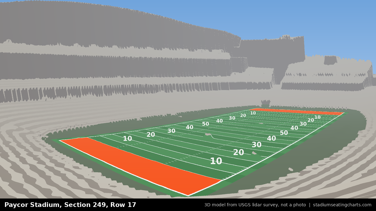View from Paycor Stadium Section 249, Row 17, looking toward the field