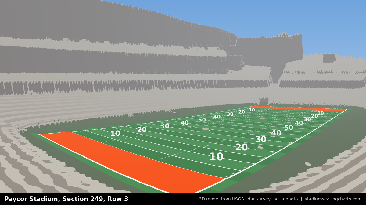 View from Paycor Stadium Section 249, Row 3, looking toward the field