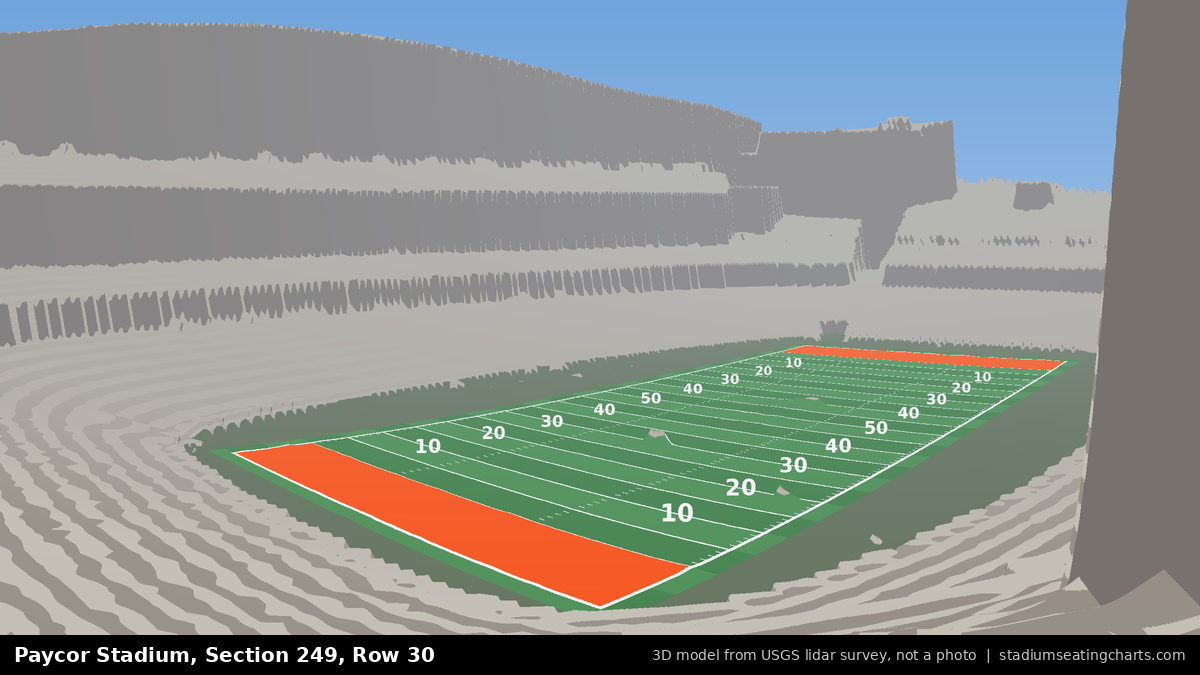 View from Paycor Stadium Section 249, Row 30, looking toward the field