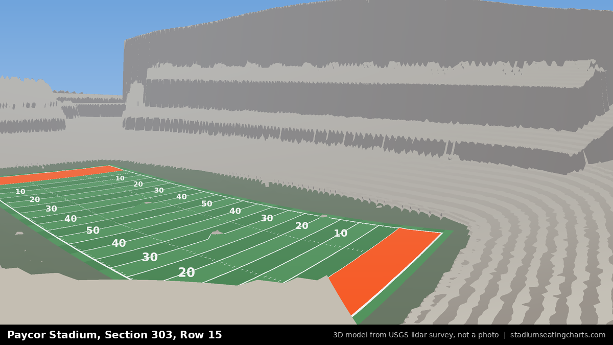 View from Paycor Stadium Section 303, Row 15, looking toward the field