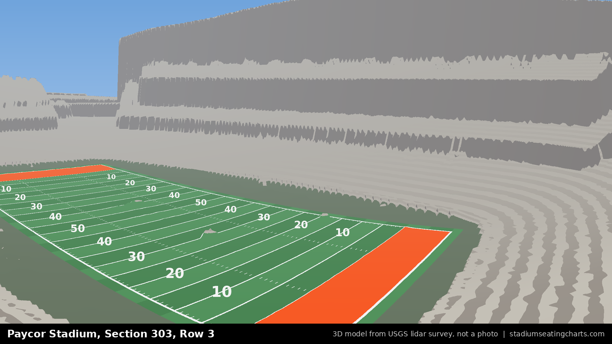 View from Paycor Stadium Section 303, Row 3, looking toward the field