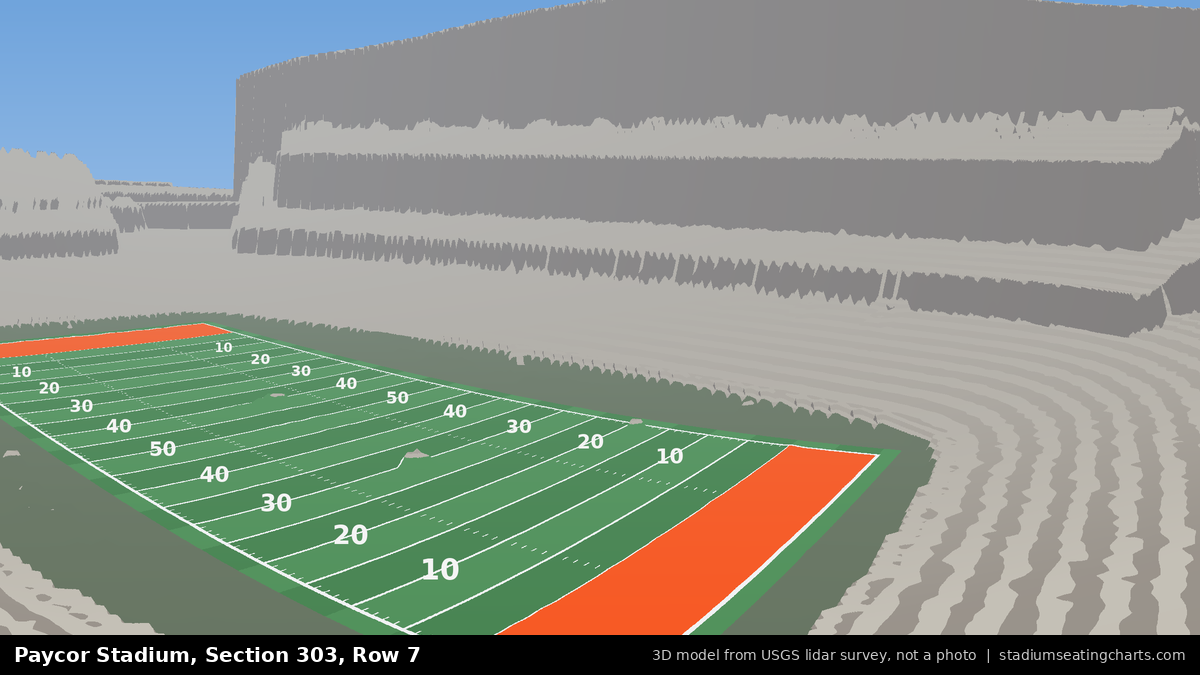 View from Paycor Stadium Section 303, Row 7, looking toward the field