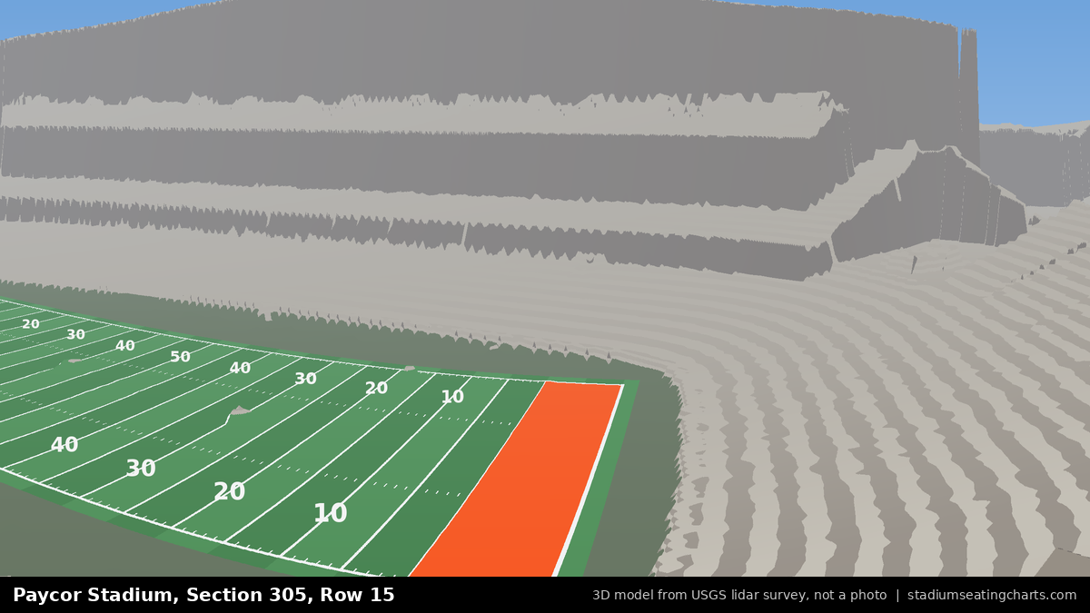 View from Paycor Stadium Section 305, Row 15, looking toward the field