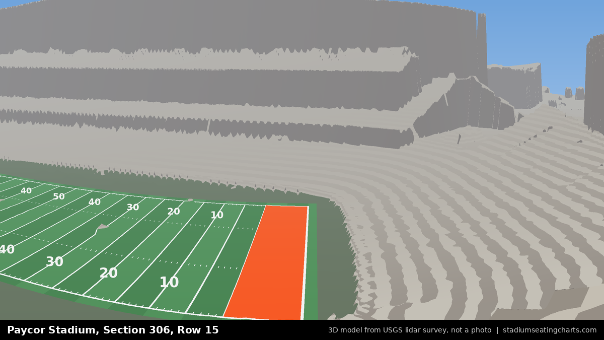 View from Paycor Stadium Section 306, Row 15, looking toward the field